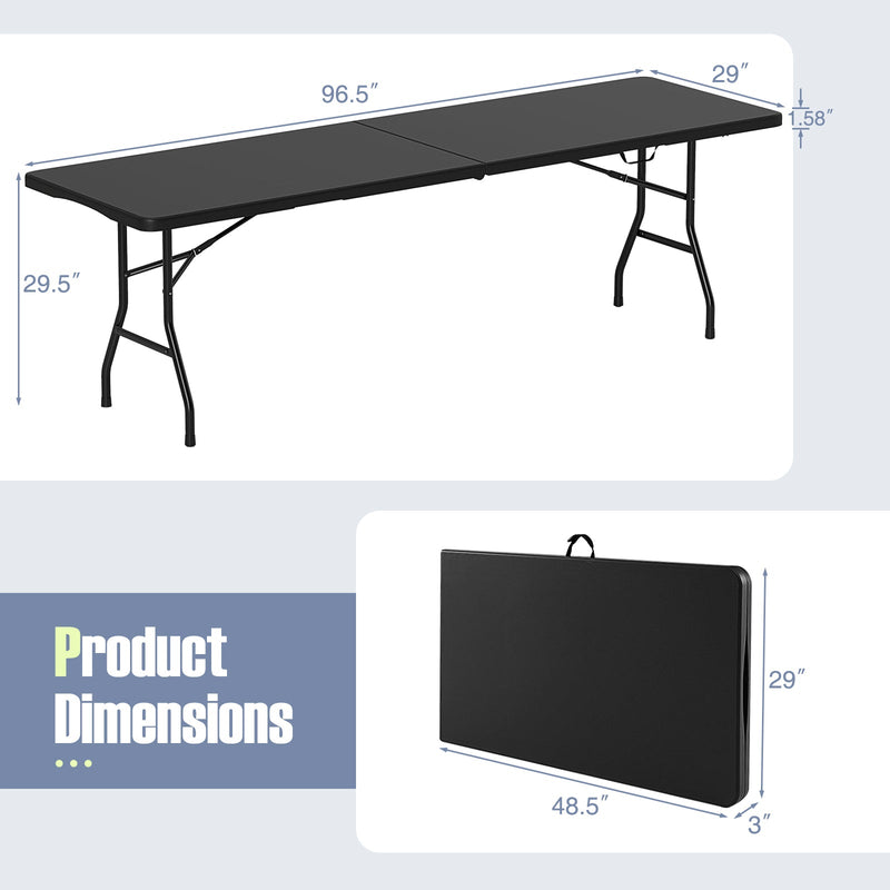 Load image into Gallery viewer, 8 ft Portable Folding Table 350 LBS Fold-in-Half Table with HDPE Tabletop
