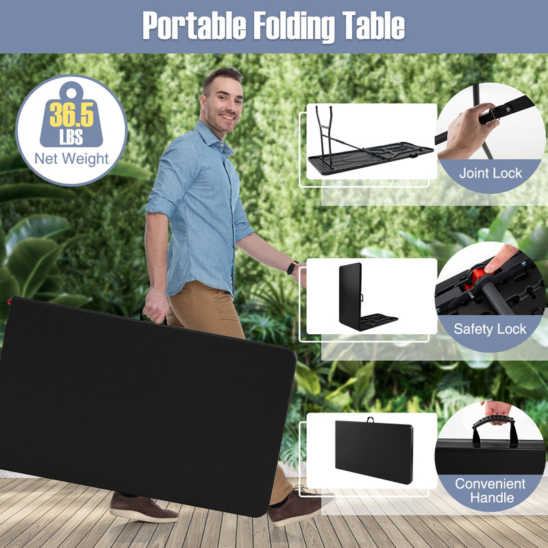 Load image into Gallery viewer, 8 ft Portable Folding Table 350 LBS Fold-in-Half Table with HDPE Tabletop
