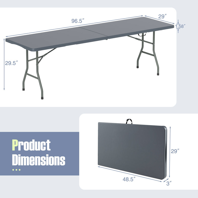 Load image into Gallery viewer, 8 ft Portable Folding Table 350 LBS Fold-in-Half Table with HDPE Tabletop
