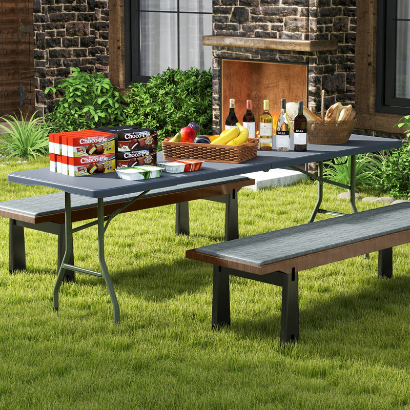 Load image into Gallery viewer, 8 ft Portable Folding Table 350 LBS Fold-in-Half Table with HDPE Tabletop

