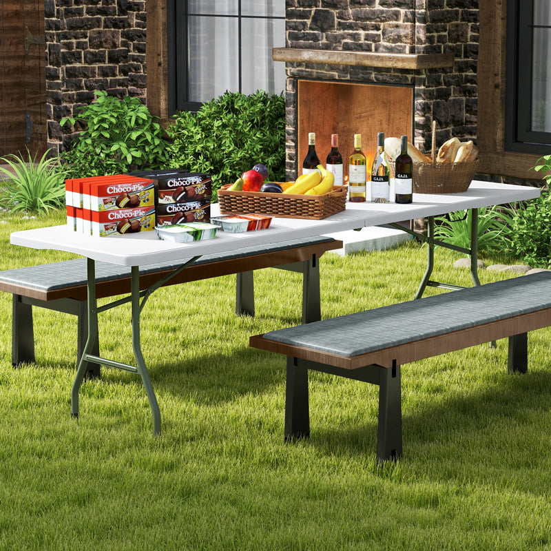 Load image into Gallery viewer, 8 ft Portable Folding Table 350 LBS Fold-in-Half Table with HDPE Tabletop

