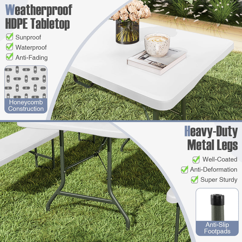 Load image into Gallery viewer, 8 ft Portable Folding Table 350 LBS Fold-in-Half Table with HDPE Tabletop
