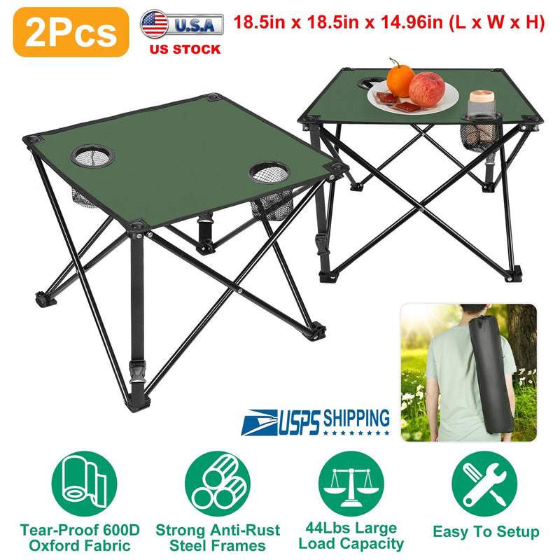 Load image into Gallery viewer, 2Pcs Foldable Camping Table Portable Picnic Table Lightweight Travel Desk with 2 Cup Holders/Table Carrying Bag
