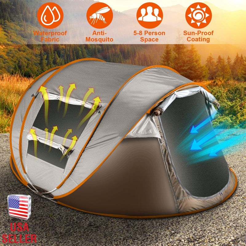 Load image into Gallery viewer, 3-4 Person Pop Up Tent Automatic Setup Camping Tent Waterproof Instant Setup Tent with 2 Mosquito Net Windows Carrying Bag for Hiking Climbing Adventu
