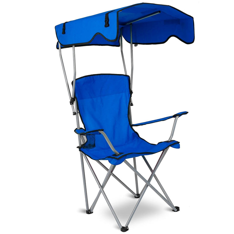 Load image into Gallery viewer, Foldable Beach Canopy Chair Sun Protection Camping Lawn Canopy Chair 330LBS Load Folding Seat w/ Cup Holder For Beach Poolside Travel Picnic
