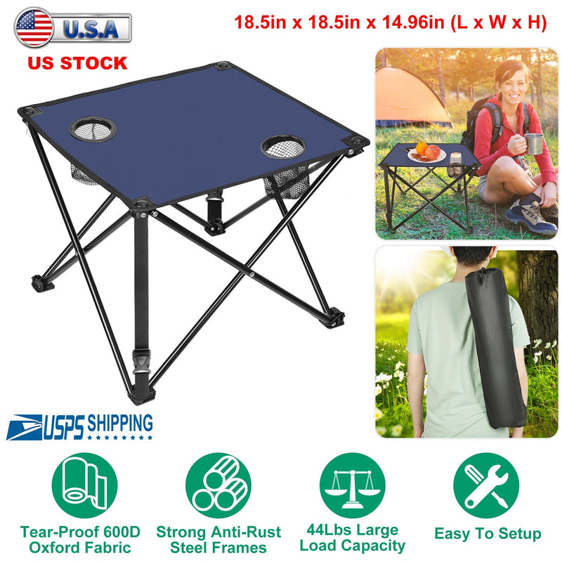 Load image into Gallery viewer, 2Pcs Foldable Camping Table Portable Picnic Table Lightweight Travel Desk with 2 Cup Holders/Table Carrying Bag
