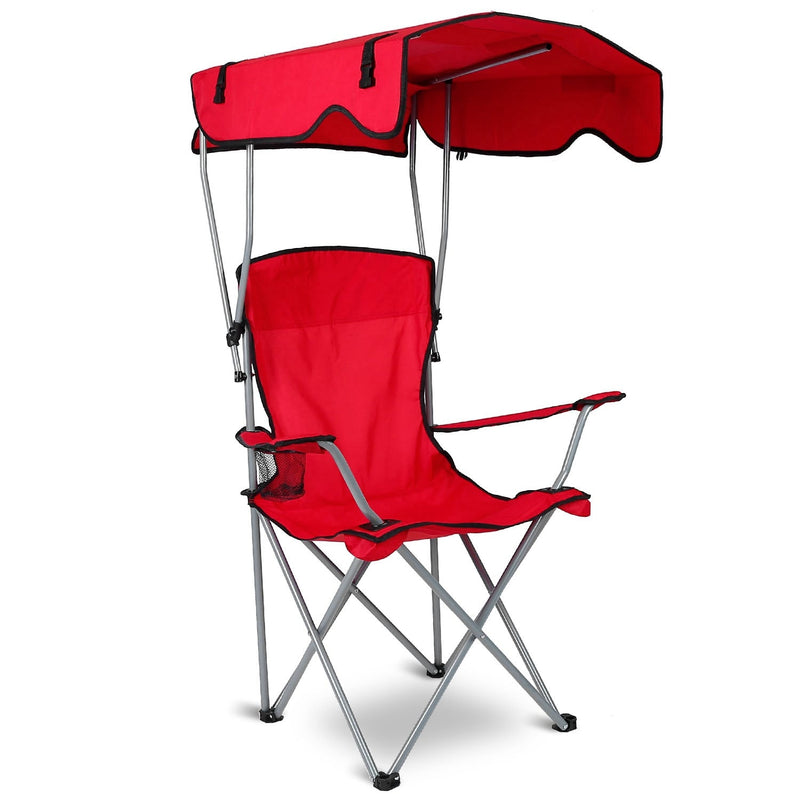 Load image into Gallery viewer, Foldable Beach Canopy Chair Sun Protection Camping Lawn Canopy Chair 330LBS Load Folding Seat w/ Cup Holder For Beach Poolside Travel Picnic
