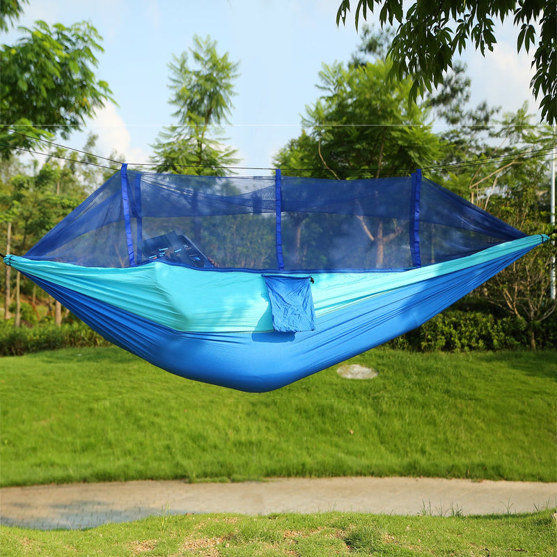 Load image into Gallery viewer, 600lbs Load 2 Persons Hammock w/Mosquito Net Outdoor Hiking Camping Hommock Portable Nylon Swing Hanging Bed w/ Strap Hook Carry Bag
