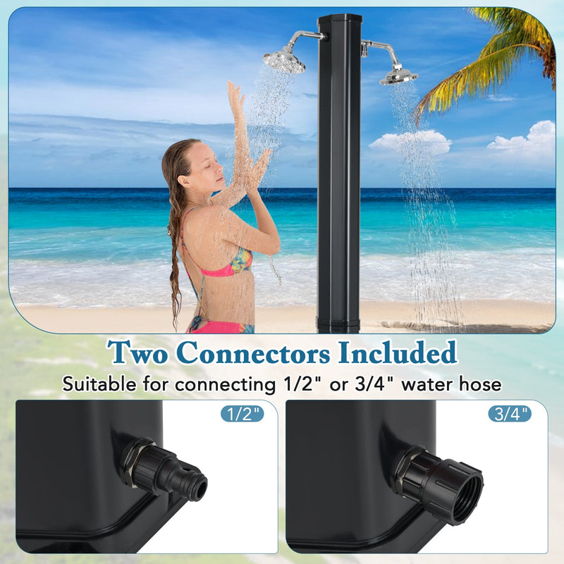 Load image into Gallery viewer, 9.3 Gallon Solar Heated Outdoor Shower with Dual Shower Heads-Black
