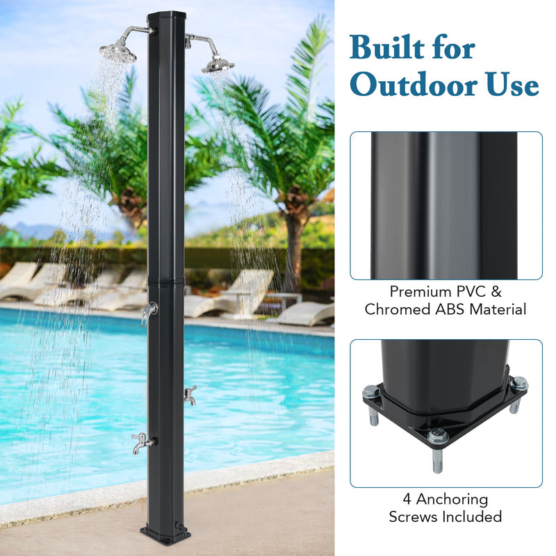 Load image into Gallery viewer, 9.3 Gallon Solar Heated Outdoor Shower with Dual Shower Heads-Black
