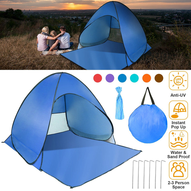 Load image into Gallery viewer, Pop Up Beach Tent Sun Shade Shelter Anti-UV Automatic Waterproof Tent Canopy for 2/3 Man w/ Net Window Storage Bag for Outdoor Beach Camping Fishing P
