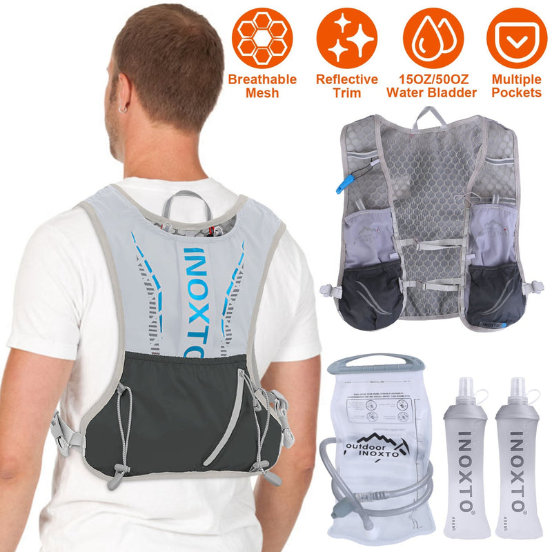 Load image into Gallery viewer, Sport Hydration Vest Running Backpack with 15oz 50oz Water Bladder Adjustable Strap Storage Bag for Trail Running Marathon Race Hiking
