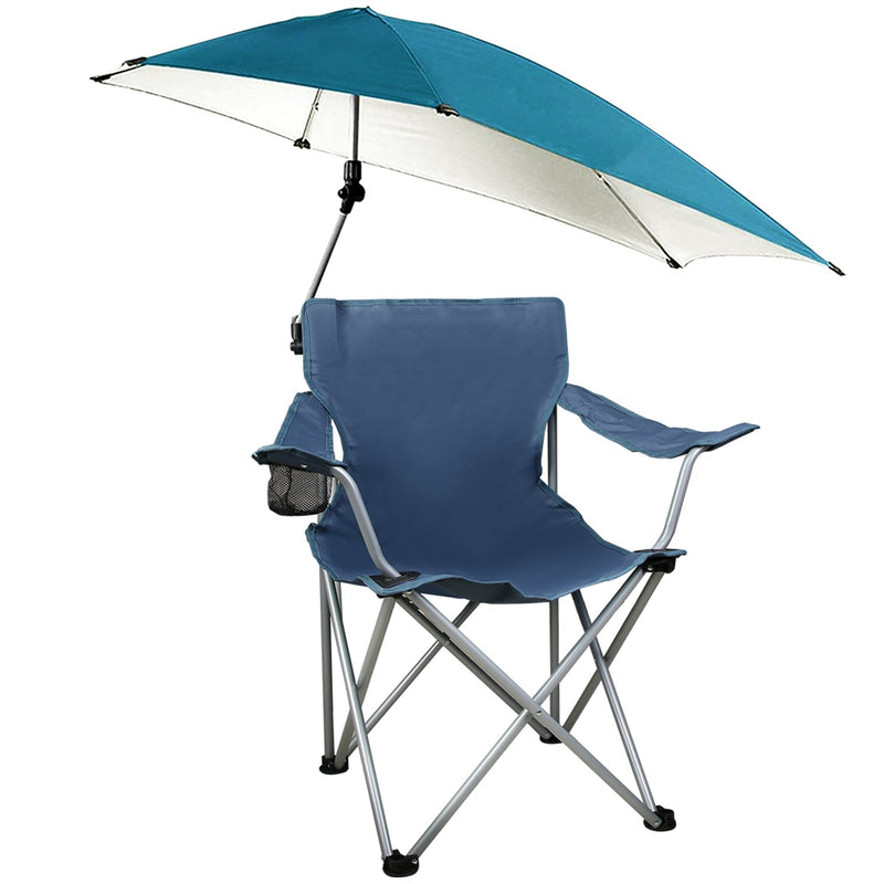 Load image into Gallery viewer, Foldable Beach Chair with Detachable Umbrella Armrest Adjustable Canopy Stool with Cup Holder Carry Bag for Camping Poolside Travel Picnic Lawn Chair
