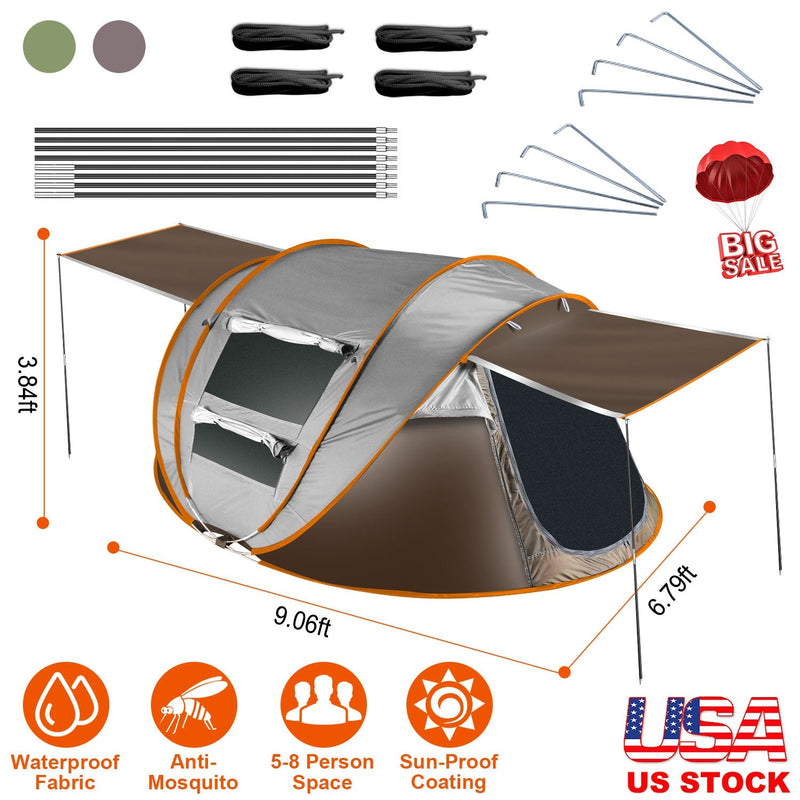 Load image into Gallery viewer, 3-4 Person Pop Up Tent Automatic Setup Camping Tent Waterproof Instant Setup Tent with 2 Mosquito Net Windows Carrying Bag for Hiking Climbing Adventu
