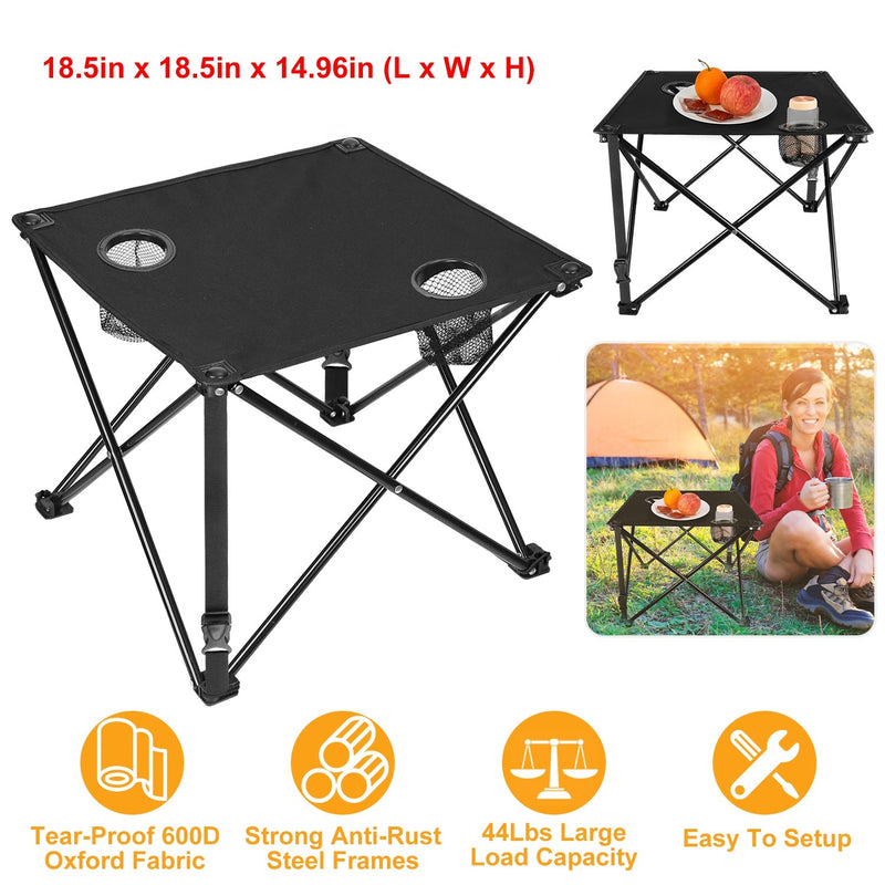 Load image into Gallery viewer, 2Pcs Foldable Camping Table Portable Picnic Table Lightweight Travel Desk with 2 Cup Holders/Table Carrying Bag
