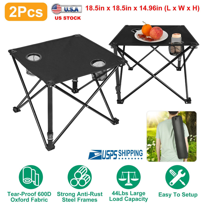 Load image into Gallery viewer, 2Pcs Foldable Camping Table Portable Picnic Table Lightweight Travel Desk with 2 Cup Holders/Table Carrying Bag
