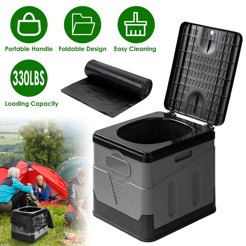 Load image into Gallery viewer, Portable Toilet for Car Camping Boating Hiking Outdoor Travel Potty with Carry Bag Foldable Emergency Toilet with Lid Trash Bags
