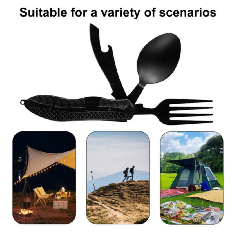 Load image into Gallery viewer, Multifunctional camping tableware stainless steel knife fork spoon, outdoor portable survival eating tools
