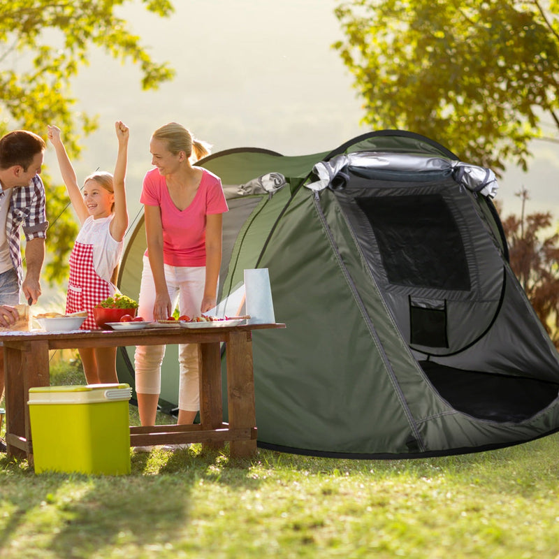 Load image into Gallery viewer, 3-4 Person Pop Up Tent Automatic Setup Camping Tent Waterproof Instant Setup Tent with 2 Mosquito Net Windows Carrying Bag for Hiking Climbing Adventu
