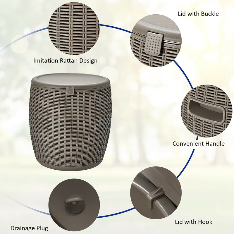 Load image into Gallery viewer, 9.5 Gallon 4-in-1 Patio Rattan Cool Bar Cocktail Table Side Table
