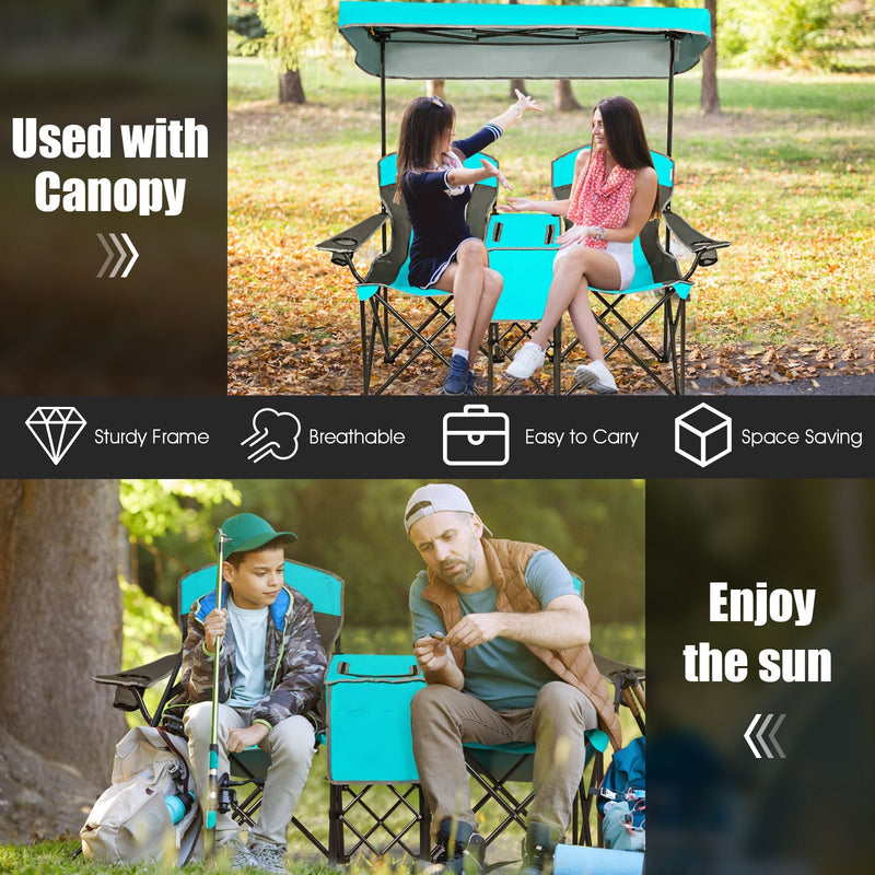 Load image into Gallery viewer, Portable Folding Camping Canopy Chairs with Cup Holder
