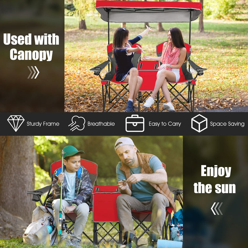 Load image into Gallery viewer, Portable Folding Camping Canopy Chairs with Cup Holder

