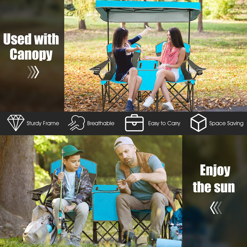 Load image into Gallery viewer, Portable Folding Camping Canopy Chairs with Cup Holder
