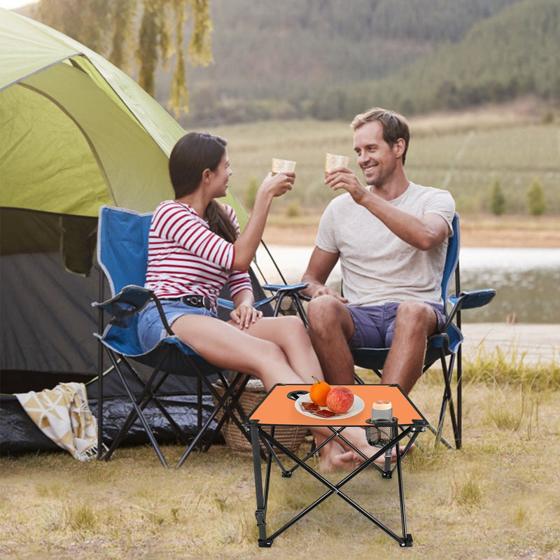 Load image into Gallery viewer, 2Pcs Foldable Camping Table Portable Picnic Table Lightweight Travel Desk with 2 Cup Holders/Table Carrying Bag
