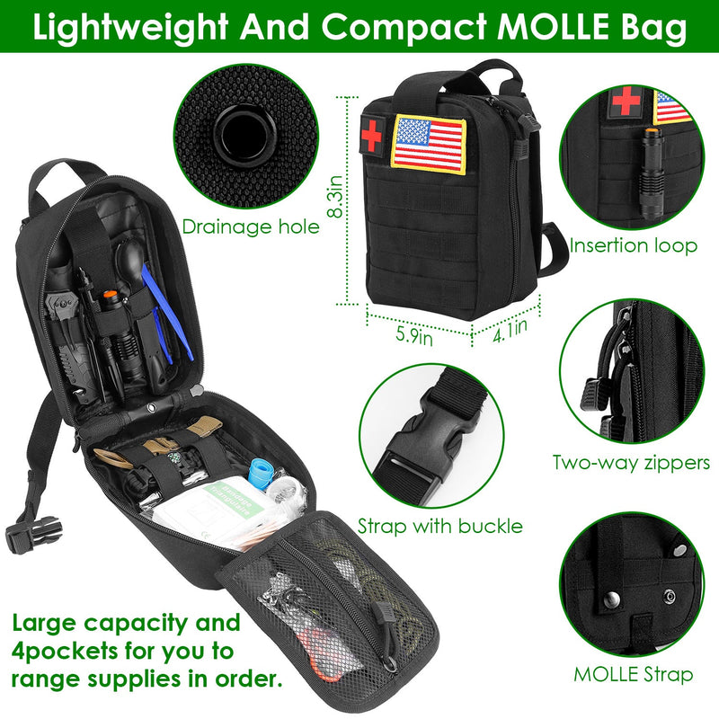 Load image into Gallery viewer, 47Pcs Emergency Survival Kit Survival EDC Gear Equipment Tool First Aid Supplies Kit Tools with Pouch for Hiking Hunting Disaster Camping Adventure

