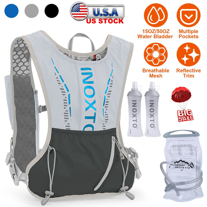 Load image into Gallery viewer, Sport Hydration Vest Running Backpack with 15oz 50oz Water Bladder Adjustable Strap Storage Bag for Trail Running Marathon Race Hiking
