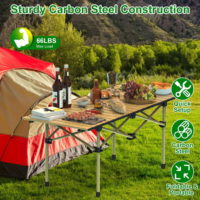 Load image into Gallery viewer, Folding Camping Table Portable Lightweight Carbon Steel Roll-up Picnic BBQ Desk with Carry Bag Heavy Duty for Outdoor Beach Backyard Party Patio Campi
