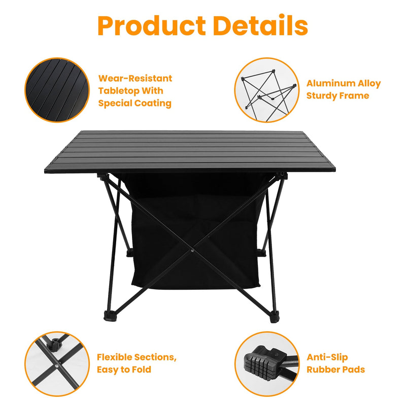 Load image into Gallery viewer, Foldable Camping Table With Storage Basket Rustproof Portable Aluminum Alloy Roll-Up Camping Table With Carrying Bag For Camping Hiking BBQ Picnic Fis
