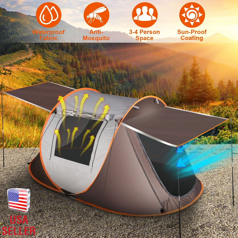 Load image into Gallery viewer, 3-4 Person Pop Up Tent Automatic Setup Camping Tent Waterproof Instant Setup Tent with 2 Mosquito Net Windows Carrying Bag for Hiking Climbing Adventu
