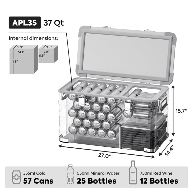 Load image into Gallery viewer, APL35 Dual Zone Aluminum Fridge refrigerator| ICECO | 35 LT
