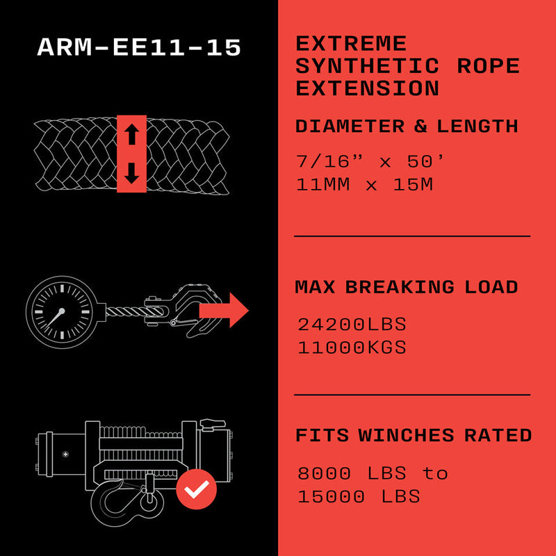 Load image into Gallery viewer, Armortek Extreme Synthetic Rope Extension 7/16" x 50' - MBL 24200 lbs
