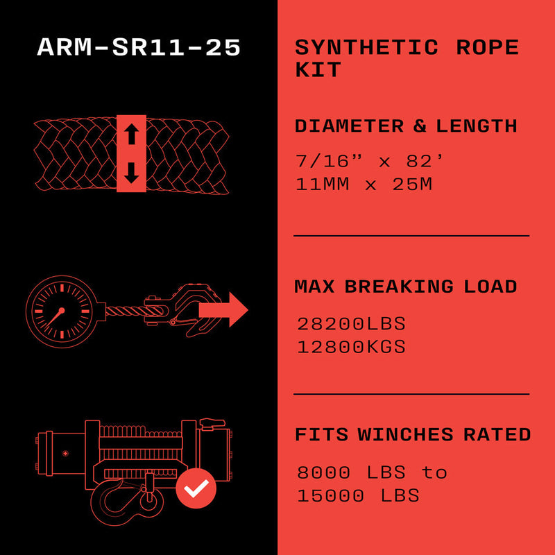 Load image into Gallery viewer, Armortek Synthetic Rope Kit 7/16" x 82' - MBL 28200 lbs
