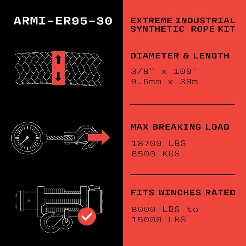 Load image into Gallery viewer, Armortek Extreme Industrial Synthetic Rope Kit 3/8" x 100' - MBL 18700 lbs

