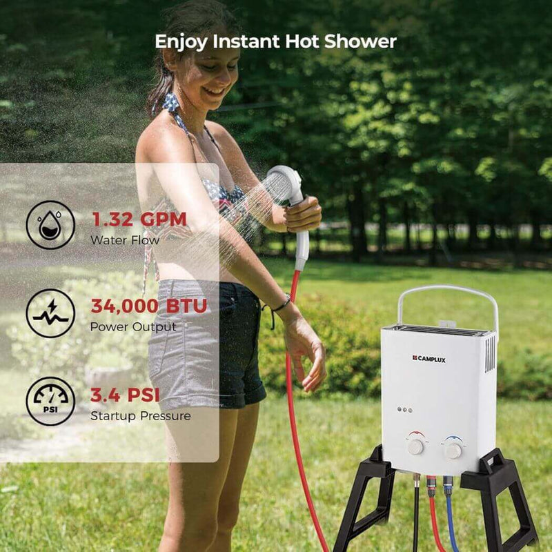 Load image into Gallery viewer, Camplux AY132MAX Portable Propane Water Heater With Stand
