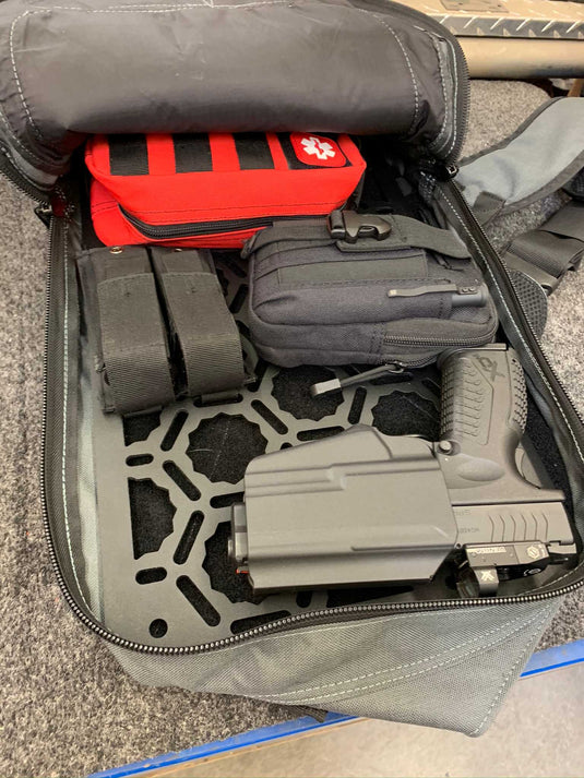 Backpack Insert Panel kit - with pistol holder, first aid kit, dual mag holder, Molle pouch