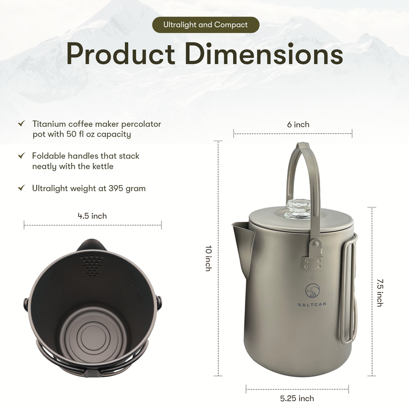 Load image into Gallery viewer, Titanium Coffee Percolator Taste Coffee, Not Metal · 1.5L · 6 Cups · 395g Ultralight
