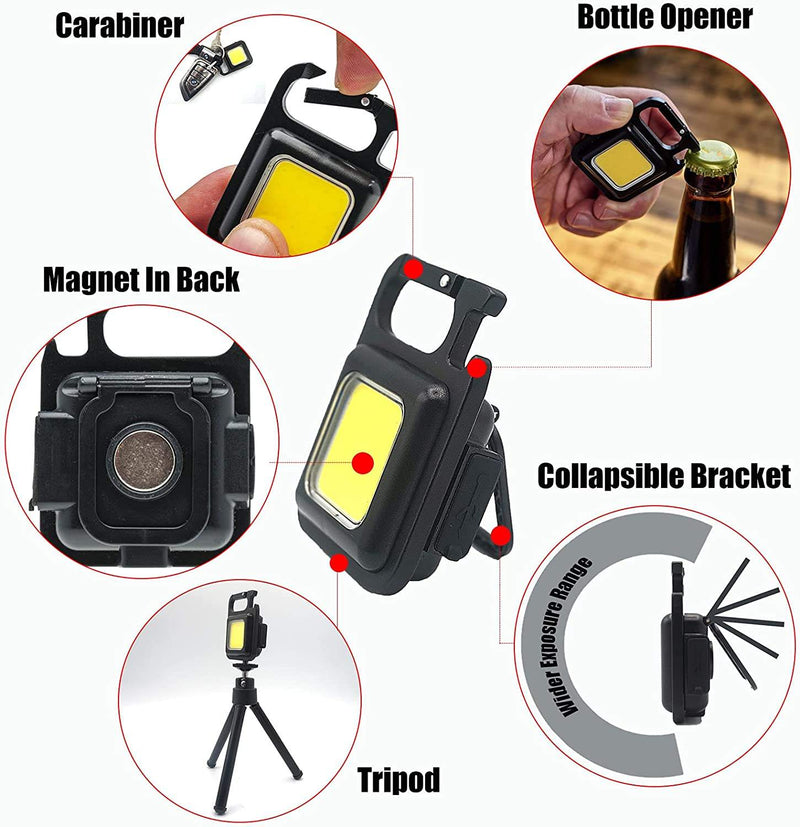 Load image into Gallery viewer, Multifunctional Mini COB Work Light TYPE-C Rechargeable Portable Keychain Light Magnetic Overhaul Emergency Light
