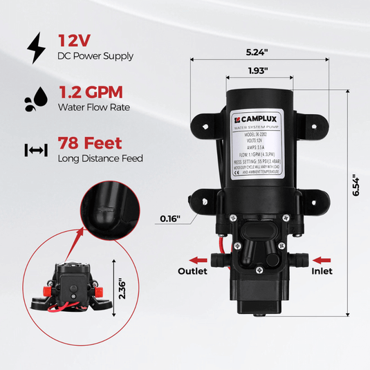 Camplux BD158 Tankless Propane Water Heater Pump Kit