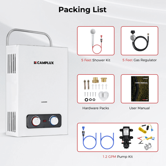 Camplux BD158 Tankless Propane Water Heater Pump Kit