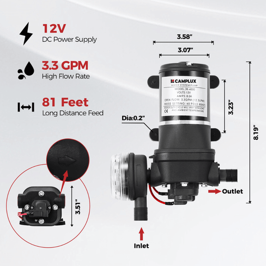 Camplux BD422P120 Propane Outdoor Water Heater Pump Kit