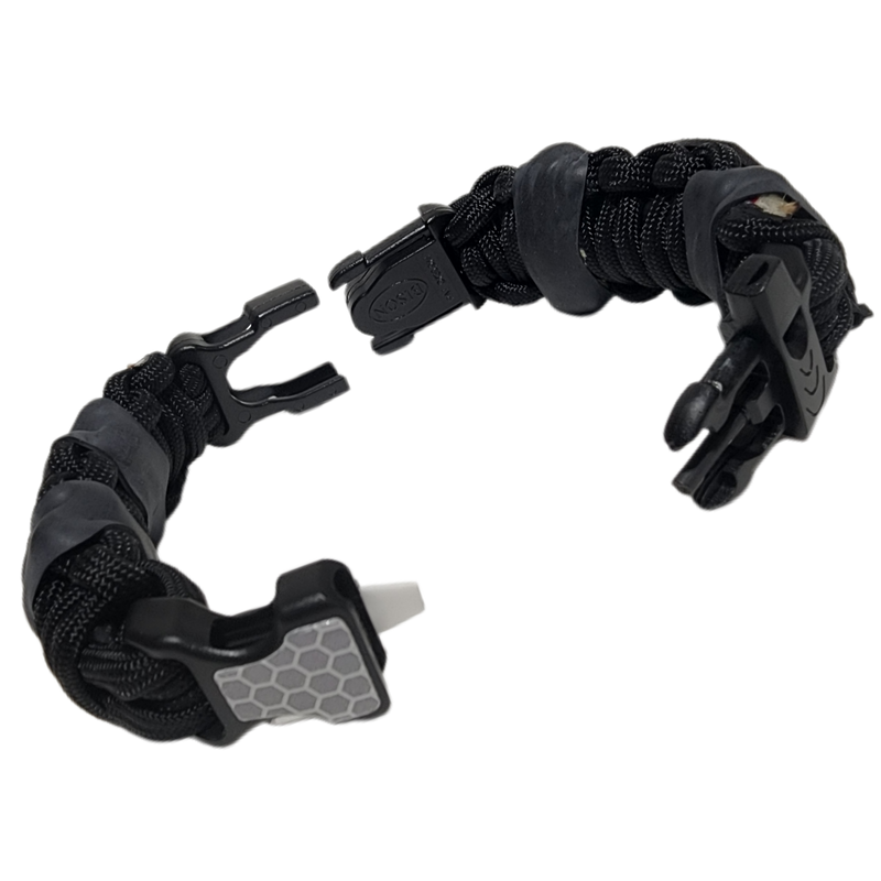 Load image into Gallery viewer, EDC Prepper - Paracord Bracelet Urban Tool Kit Equipped w/ LED Light, fire starter, blade, compass.
