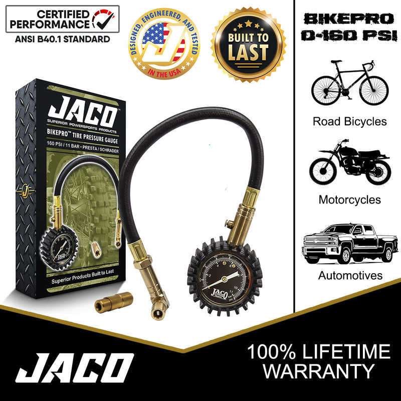 Load image into Gallery viewer, BikePro™ Presta Tire Pressure Gauge - 160 PSI | Presta &amp; Schrader (Hybrid/Road Bikes)
