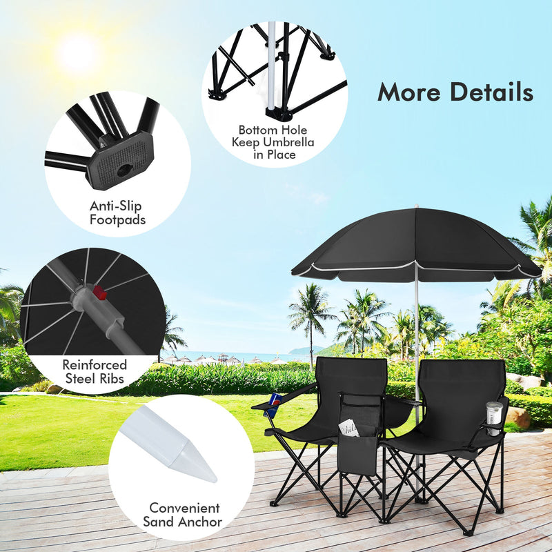 Load image into Gallery viewer, Portable Folding Picnic Double Chair
