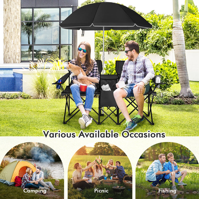 Load image into Gallery viewer, Portable Folding Picnic Double Chair
