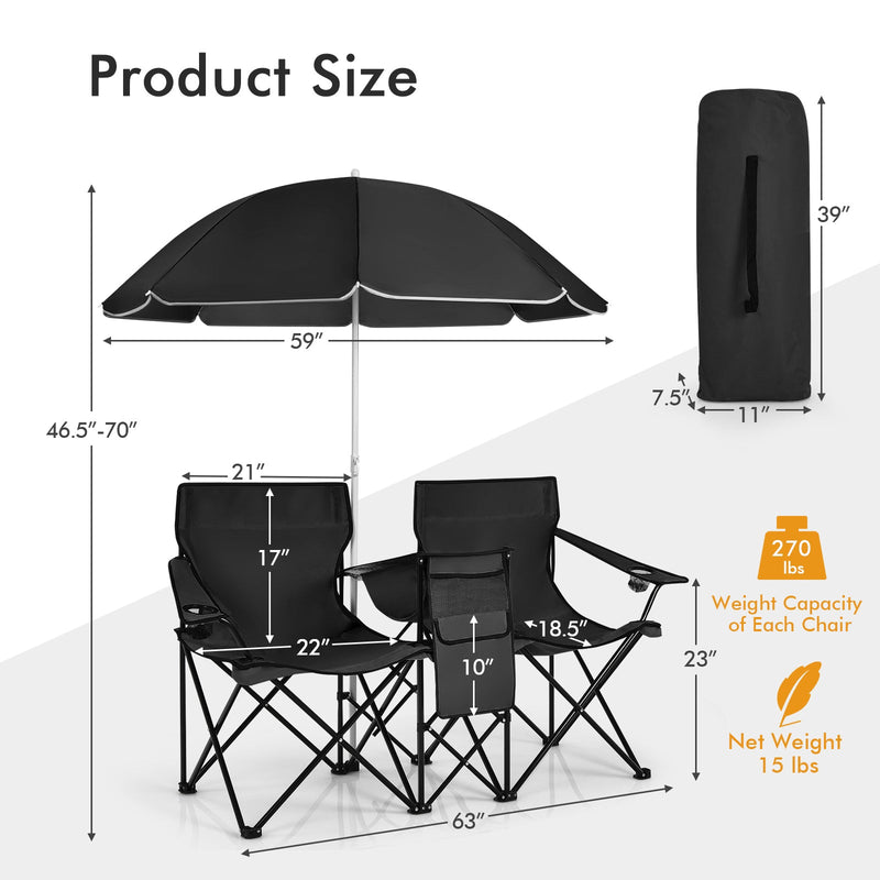 Load image into Gallery viewer, Portable Folding Picnic Double Chair
