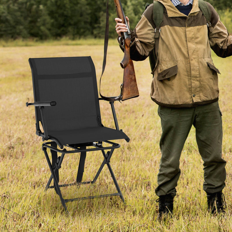 Load image into Gallery viewer, Foldable Swivel Patio Chair with Armrest and Mesh Back
